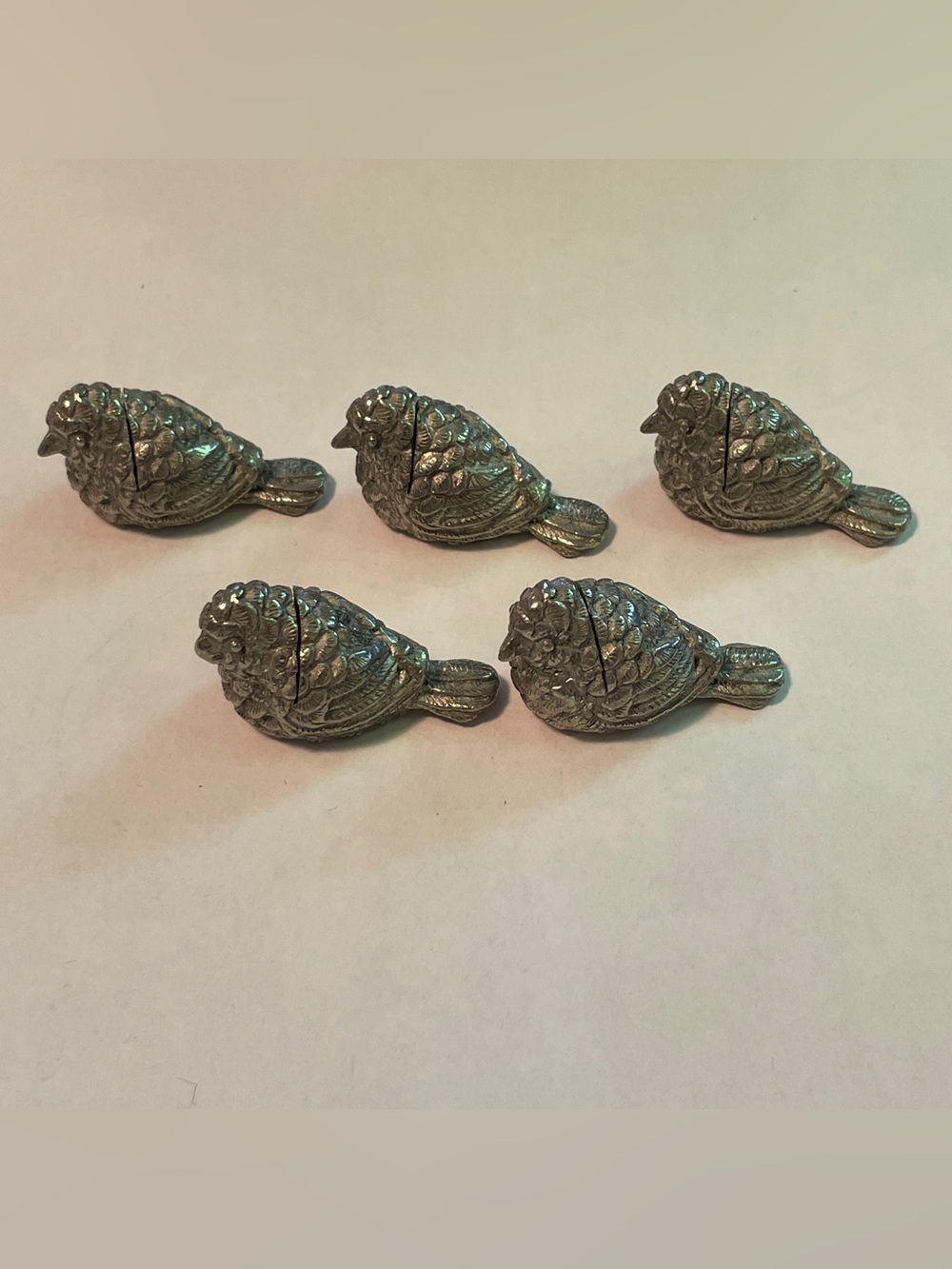 Set of 5 VTG Vagabond House Pewter Quail Photo Place Card Holders Home Decor
